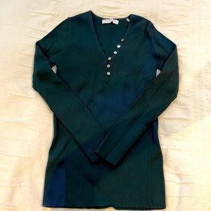 Dark Green and Gold Sandro Ribbed Sweater!